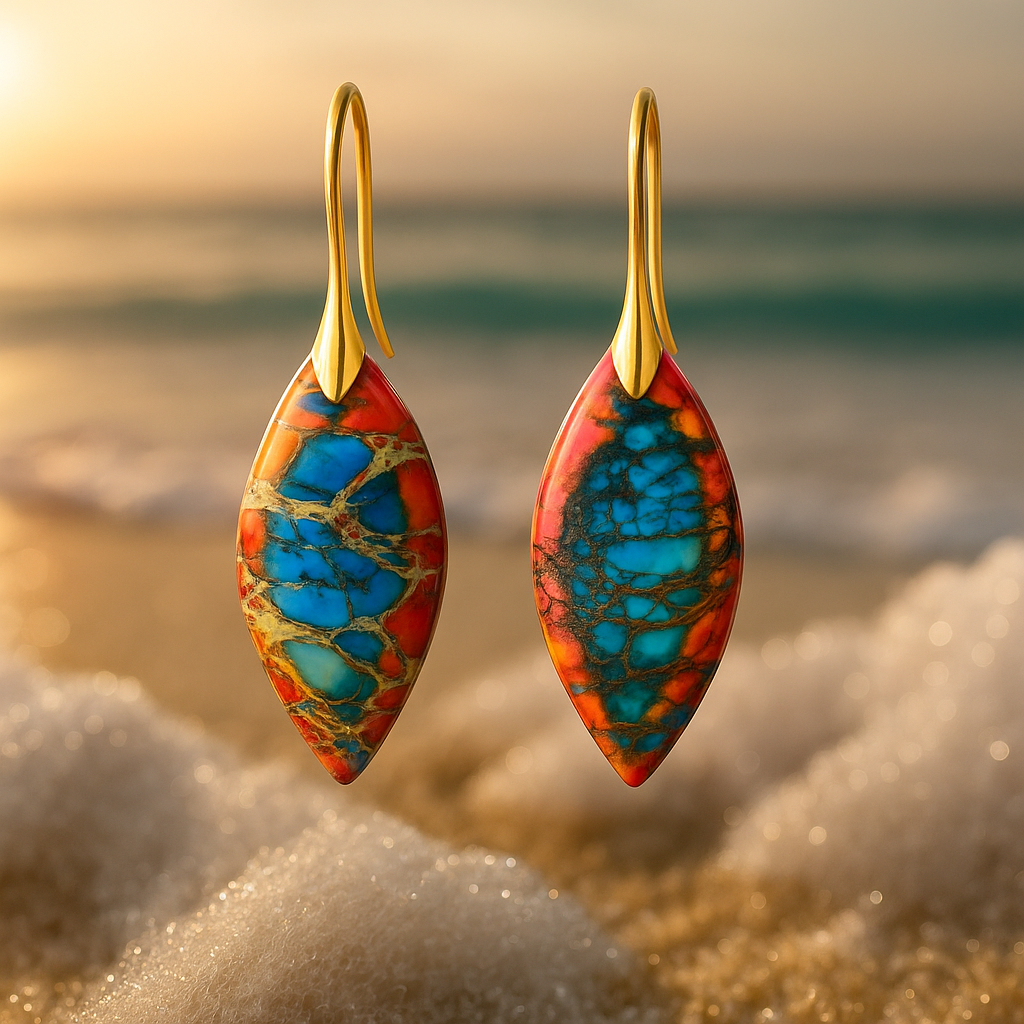 Elaria – Red Coral and Turquoise Earrings