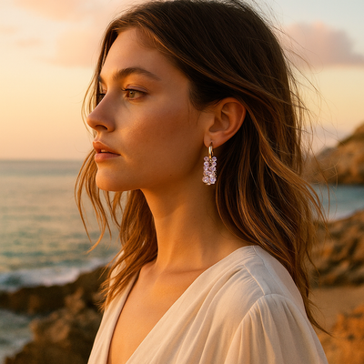 Pearl | Earrings with Lilac Stones