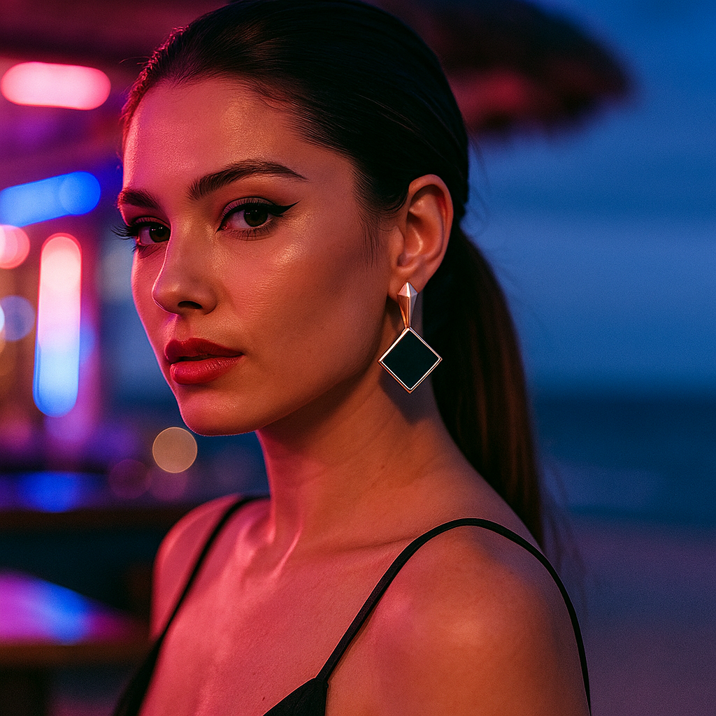 Keto | Earrings with square black stones