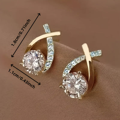 O&O - Boucles d'oreilles en zirconium Croix Dorée