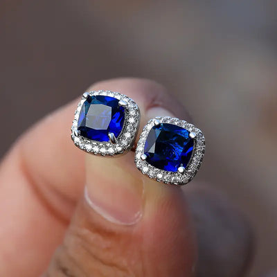 Boucles d'oreilles Saphir Carré