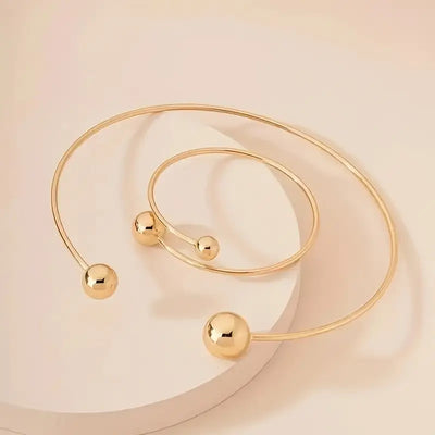 Ensemble de Collier et Bracelet Minimaliste Lumineux | Or
