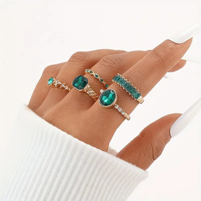 Ensemble de Bagues Émeraude Exquise Zarina | Or