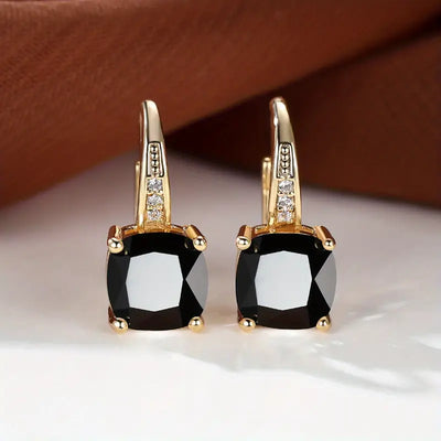 Boucles d'oreilles en anneau en pierre mystique | Or