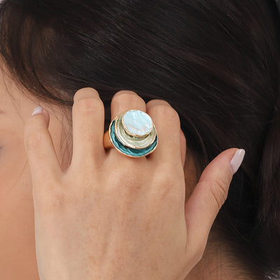 Bague en Émail à Trois Couches Boho