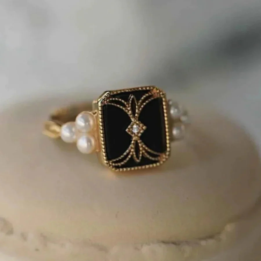 Bague en Or avec Perle Noire Antique | Or