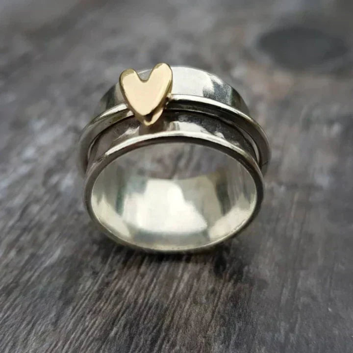 Bague en Argent Vintage en Forme de Cœur