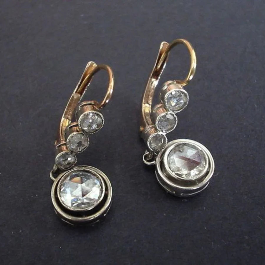 Boucles d'oreilles en zircone antique dorées | Or