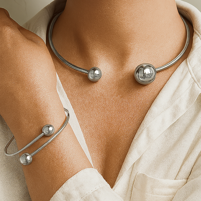 Ensemble de Collier et Bracelet Minimaliste Lumineux | Or