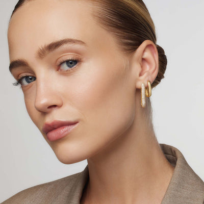 Grandes Boucles d'Oreilles Pavé Iconiques | Or