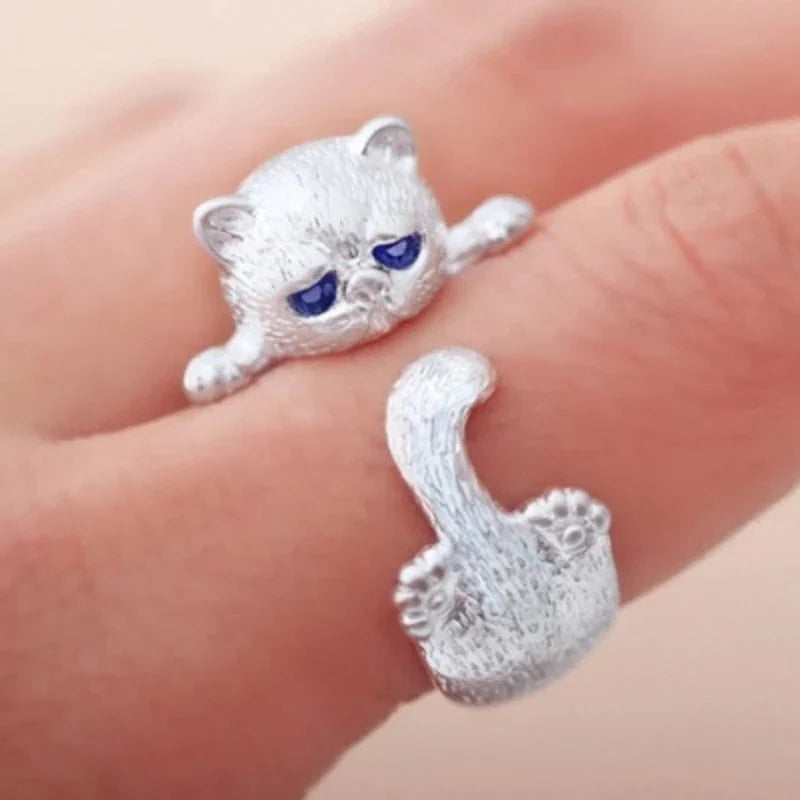 Bague Ajustable pour Chaton | Or Blanc