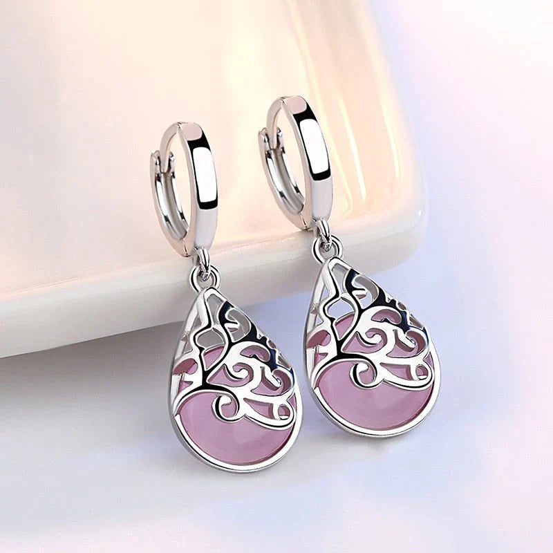 Boucles d'oreilles Exquises Arbre de Vie | Or Blanc