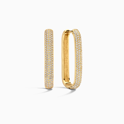 Boucles d'Oreilles Pavé Grande Icône | Or Blanc