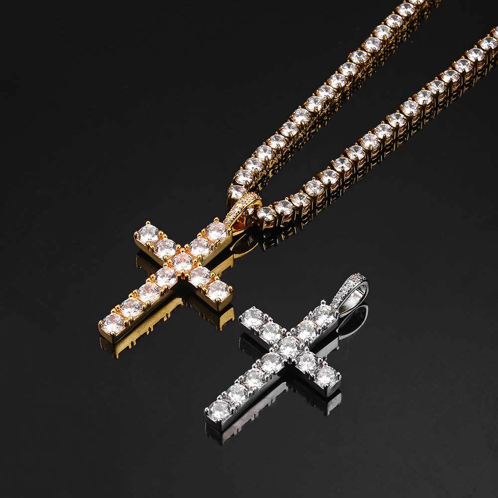 Collier croix en moissanite | Or blanc