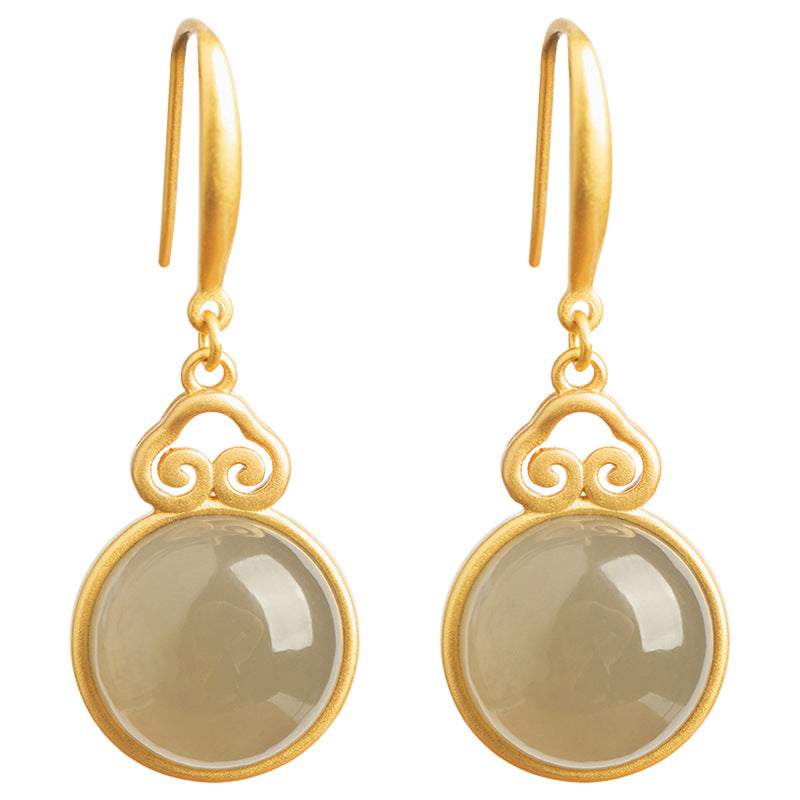 Boucles d'oreilles en pierre de lune verte vintage