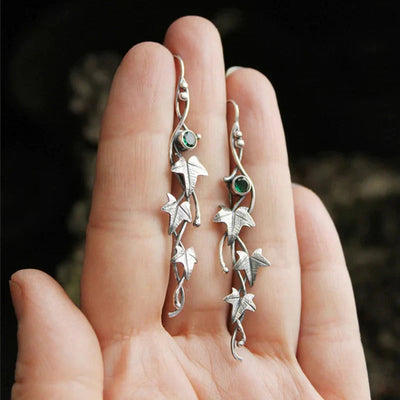 Boucles d'oreilles Elfe Feuille Anciennes | Or Blanc