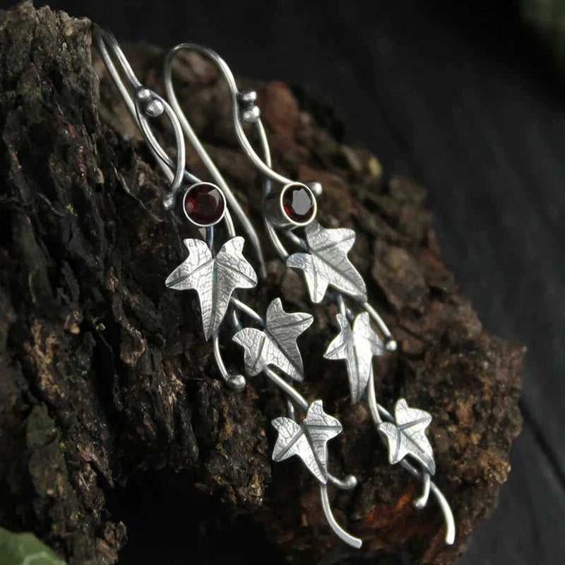 Boucles d'oreilles Elfe Feuille Anciennes | Or Blanc