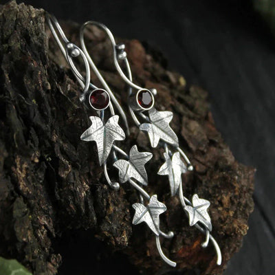 Boucles d'oreilles Elfe Feuille Anciennes | Or Blanc