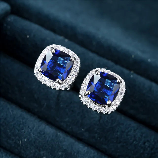 Boucles d'oreilles Saphir Carré