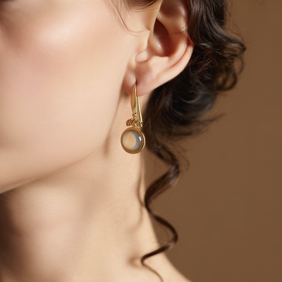 Boucles d'oreilles en pierre de lune verte vintage