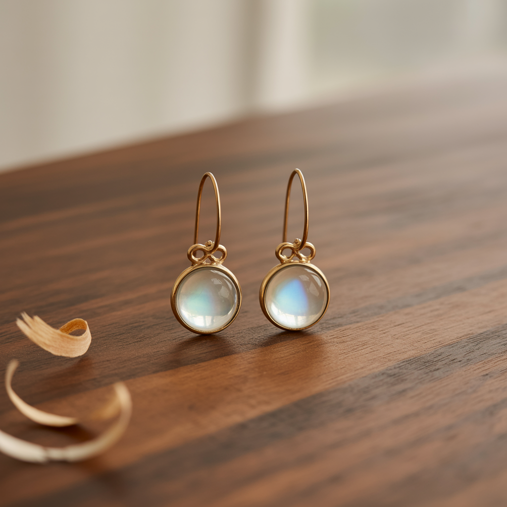 Boucles d'oreilles en pierre de lune verte vintage