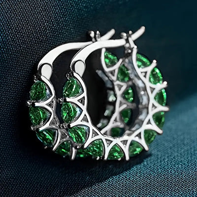 Boucles d'oreilles en créoles Elena Marlowe | Or blanc