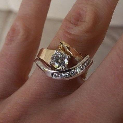 Bague Antique Irégulière en Or & Argent Zirconia | Or Mixte