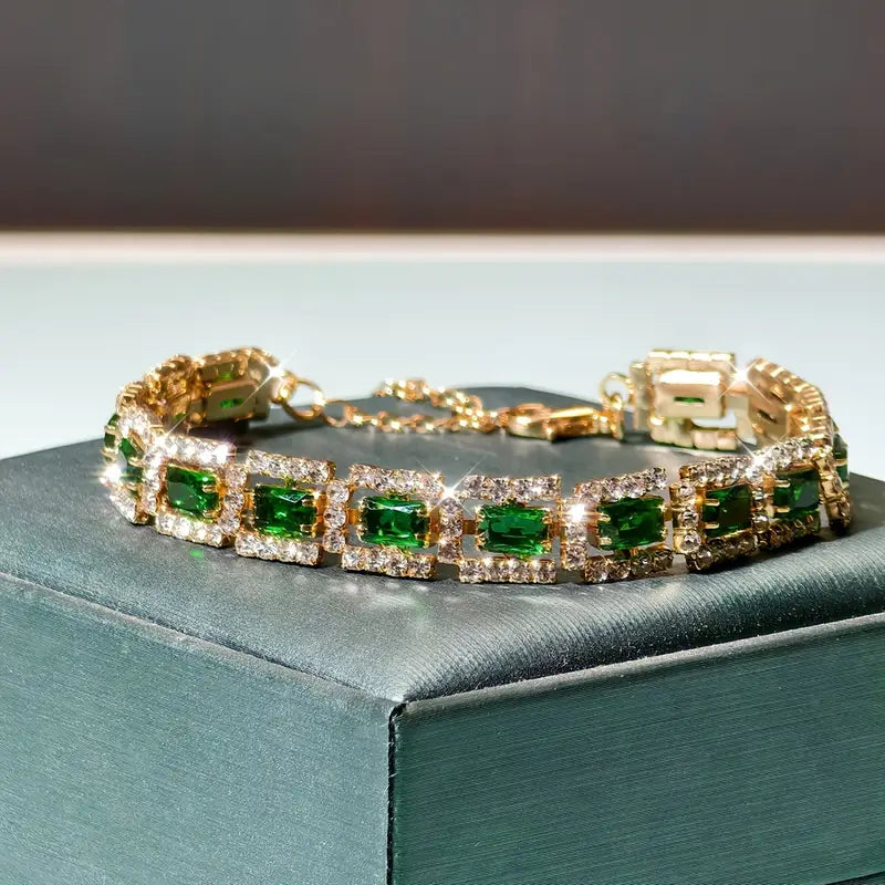 Bracelet Déclaration Émeraude Vert | Or
