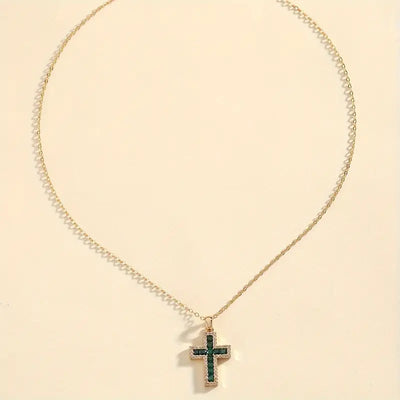 Collier Pendentif Croix Émeraude Solene | Or
