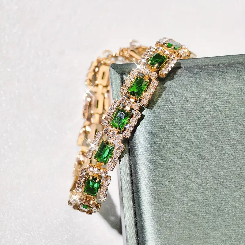 Bracelet Déclaration Émeraude Vert | Or