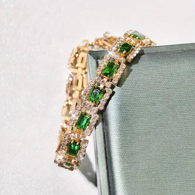 Bracelet Déclaration Émeraude Vert | Or