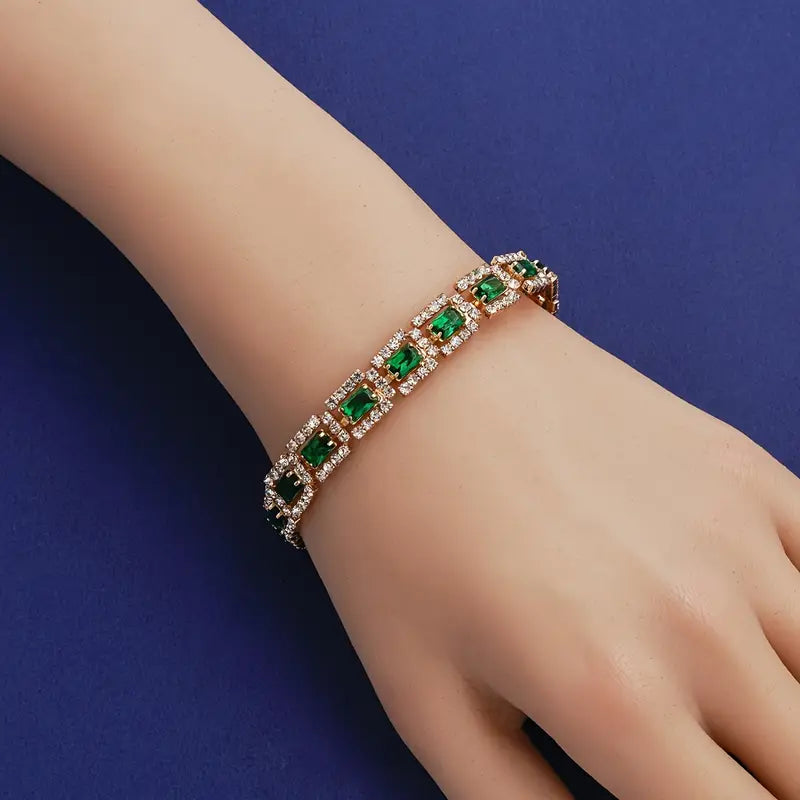 Bracelet Déclaration Émeraude Vert | Or