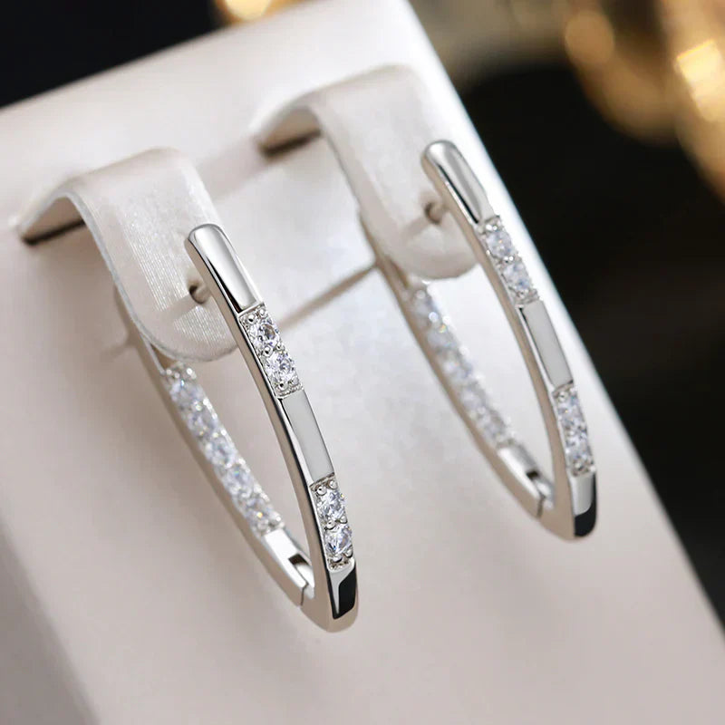 Boucles d'oreilles en zirconium exquis | Or blanc