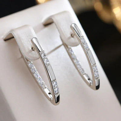 Boucles d'oreilles en zirconium exquis | Or blanc