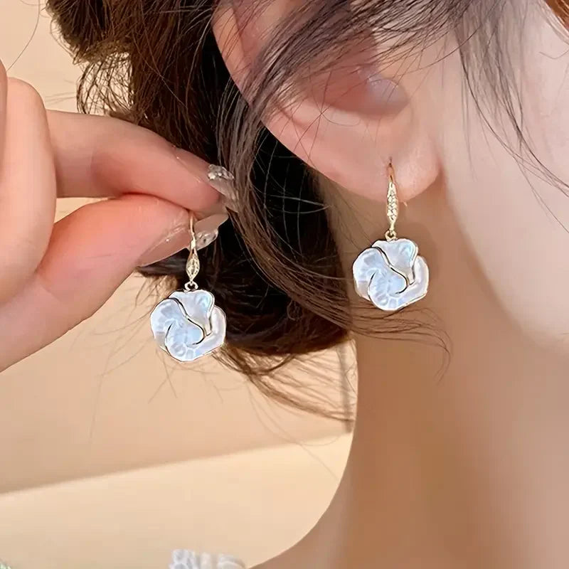 Boucles d'oreilles spirales blanches | Or