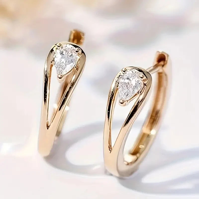 Boucles d'oreilles en zirconium doré exquis | Or