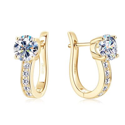Boucles d'oreilles Huggie Moissanite | Or blanc