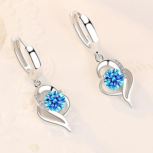 Boucles d'oreilles florales en argent sterling et zirconia | Or blanc
