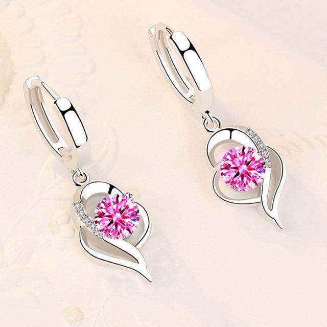 Boucles d'oreilles florales en argent sterling et zirconia | Or blanc