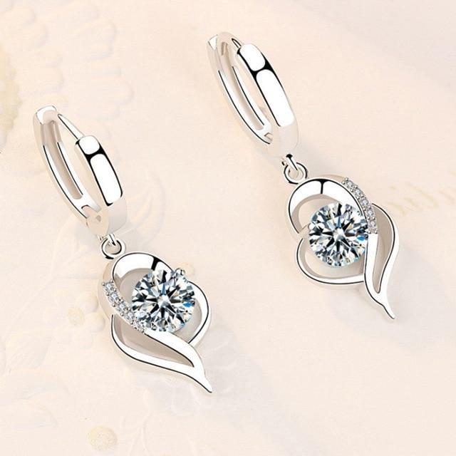 Boucles d'oreilles florales en argent sterling et zirconia | Or blanc