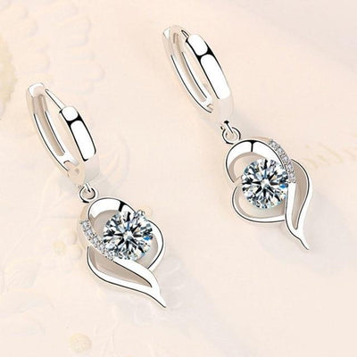 Boucles d'oreilles florales en argent sterling et zirconia | Or blanc