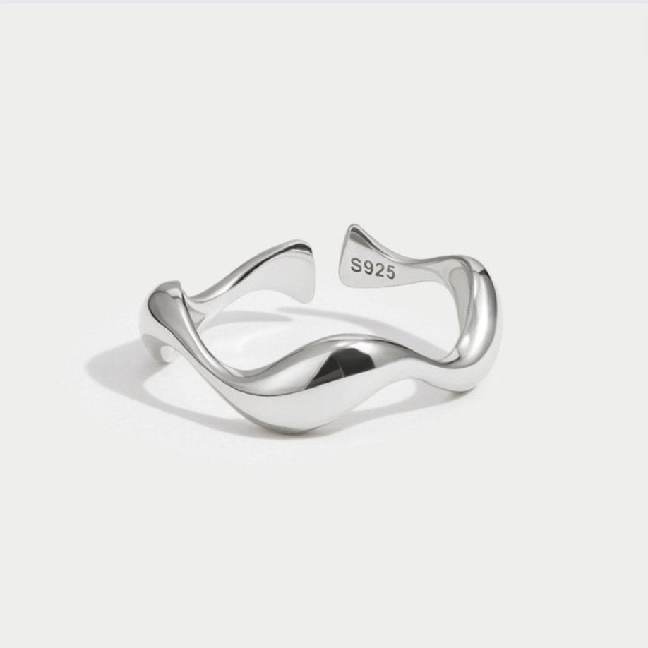 Bague Ajustable Vague Argentée