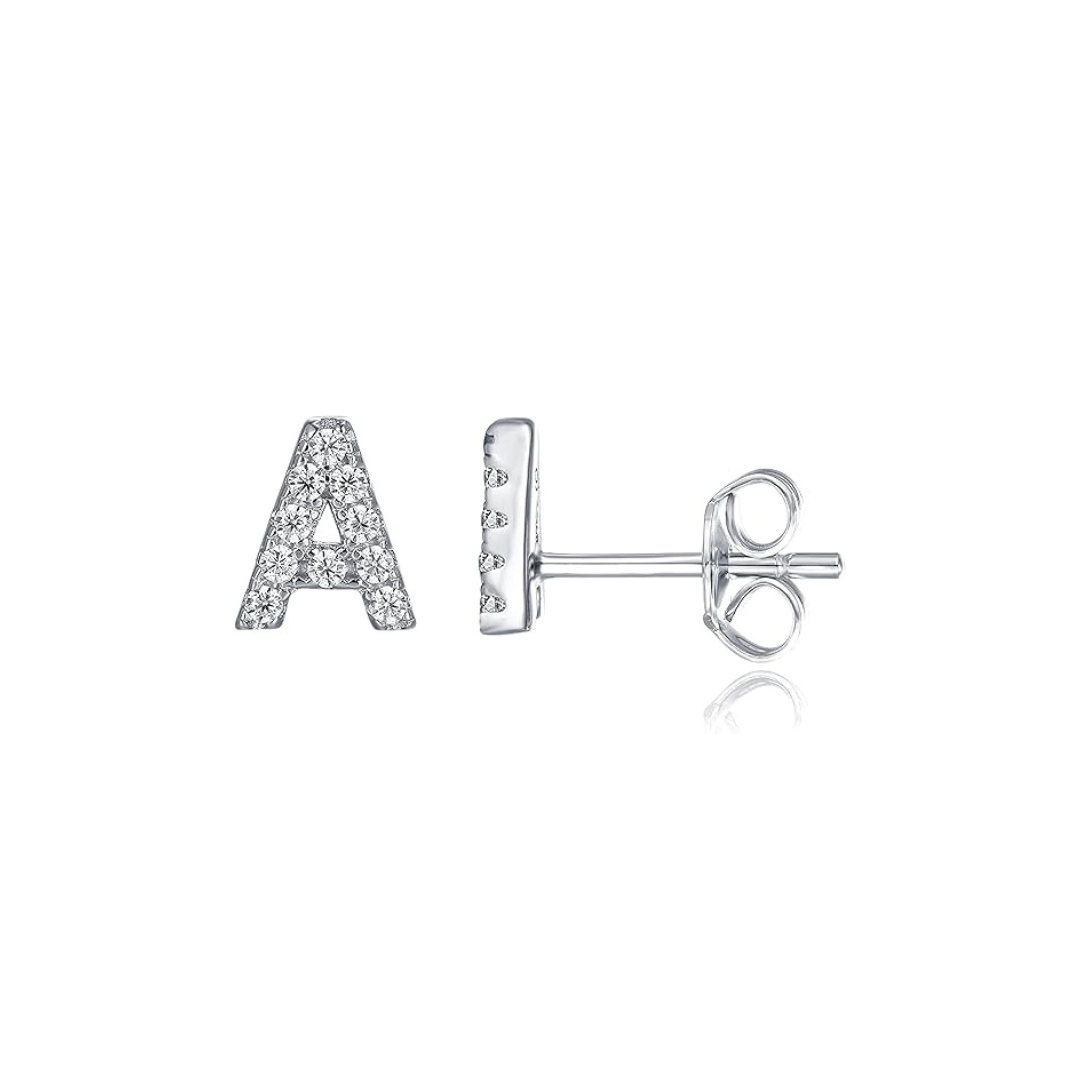Initiale Boucle d'oreille 1pc | Or Blanc