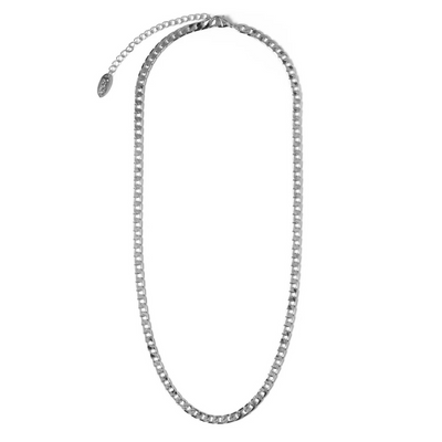 Collier Chaîne à Maillons Plat | Or Blanc