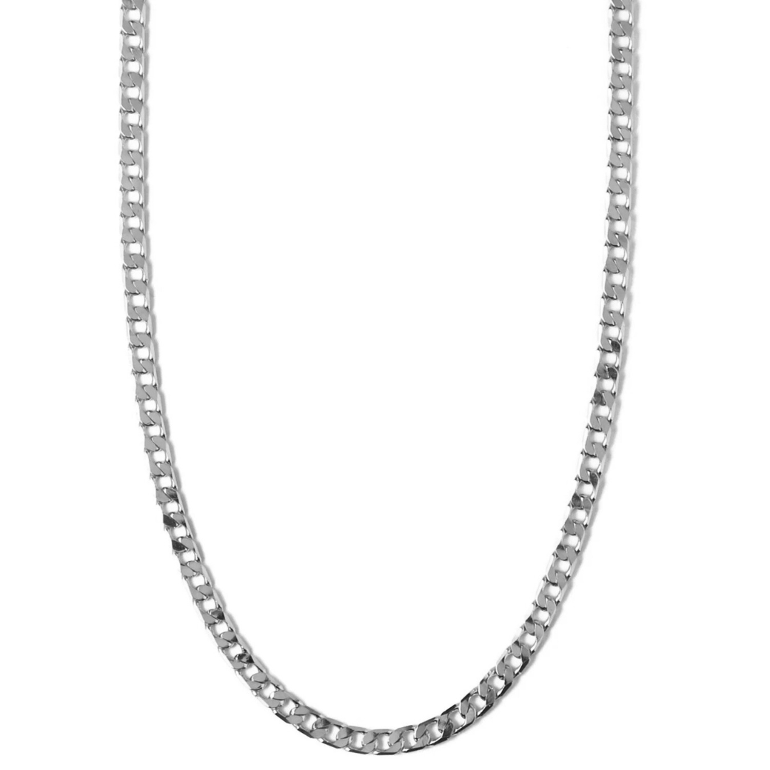 Collier Chaîne à Maillons Plat | Or Blanc